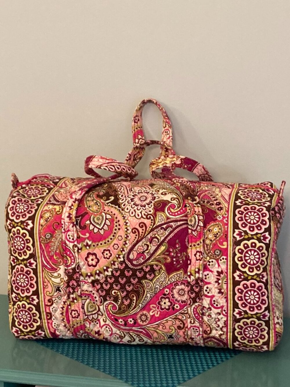 Vera Bradley LG Duffel Travel Bag in Very Berry Paisley